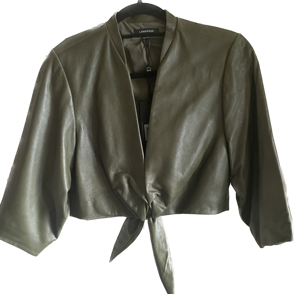 NWT Lamarque Green Cropped Leather Jacket/Blazer - Picture 4 of 9